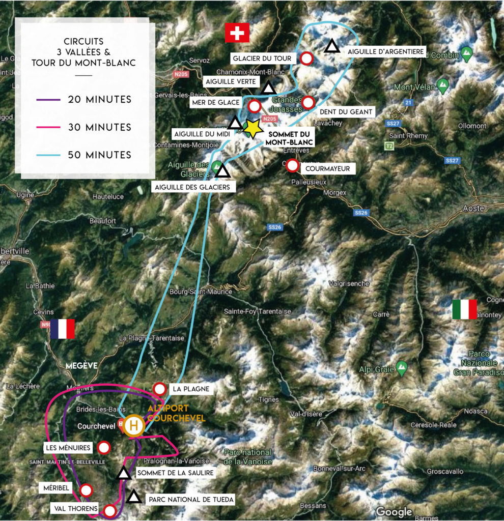 Vols touristiques - Circuits Tour du Mont-Blanc - Mont Blanc Hélicoptères Courchevel